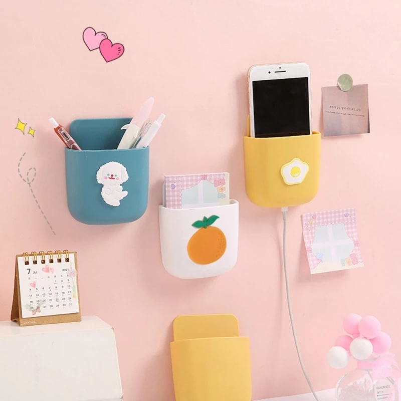 Hộp đựng điện thoại/điều khiển từ xa họa tiết hoạt hình dán tường đa năng tiện dụng