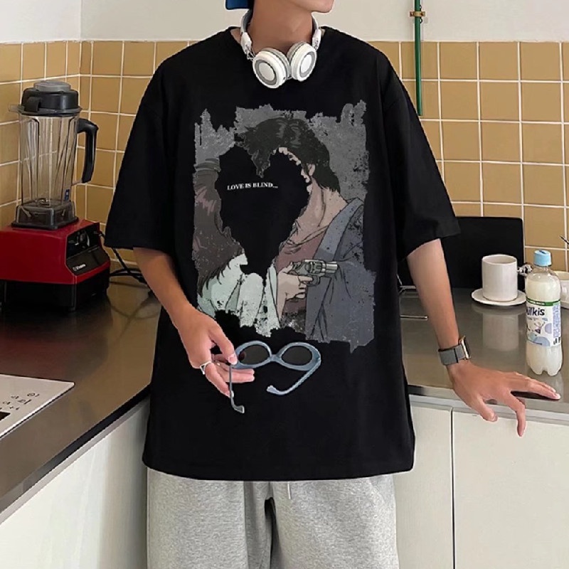 Áo Thun Ngắn Tay Form Rộng Phong Cách Hàn Quốc Dành Cho Nam