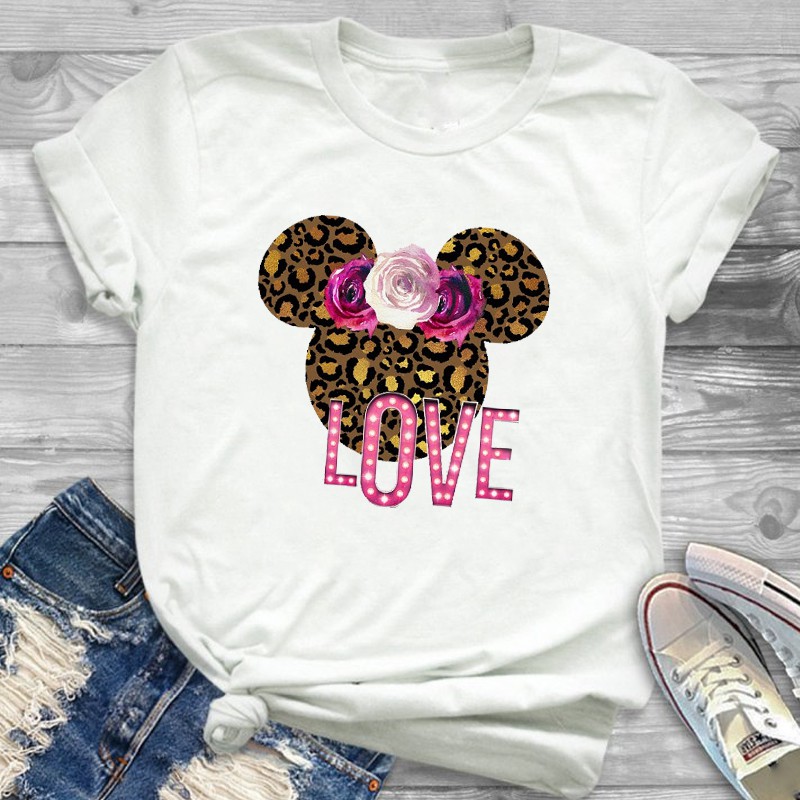 Áo Phông In Họa Tiết Da Báo Hoa Hồng Love