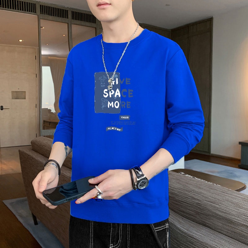 Áo Thun Nam Dài Tay Dáng Rộng In Chữ Phong Cách Hàn Quốc