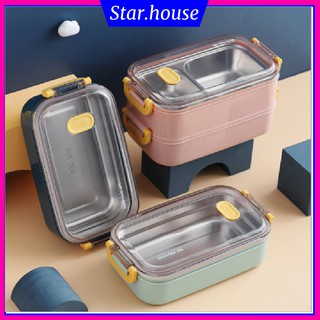 [ Tặng cốc canh+bộ đũa thìa inox] Hộp cơm inox hai tầng giữ nhiệt mới