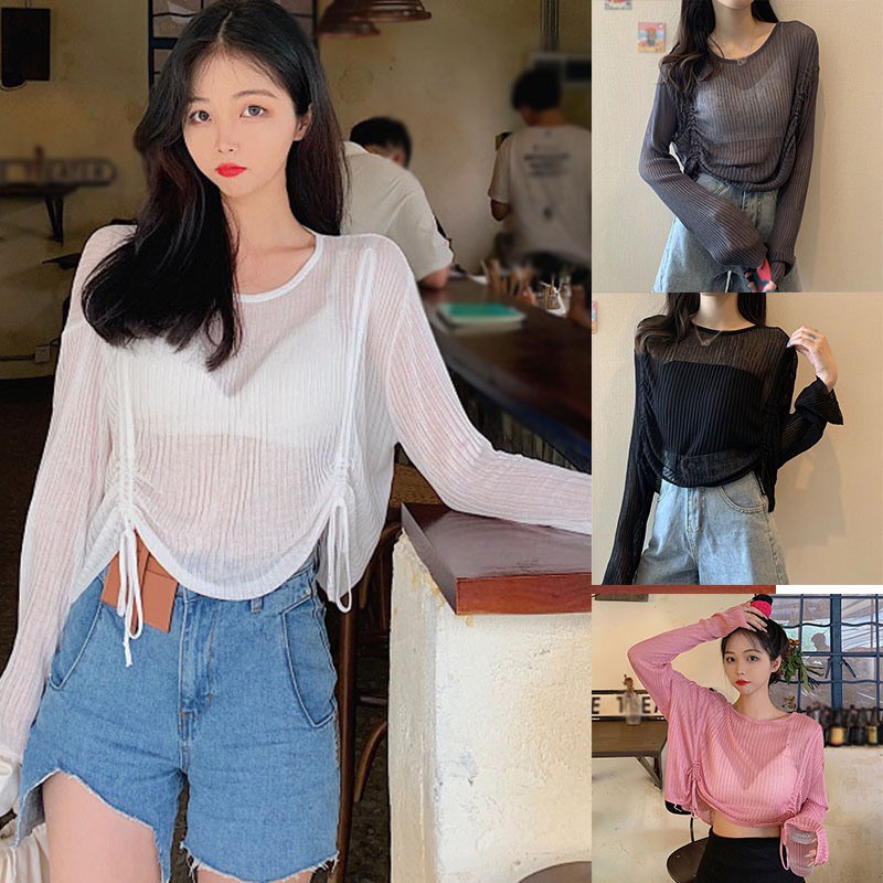 Áo Dệt Kim Tay Dài Chất Liệu Thấm Hút Khô Ráo Nhanh Chóng