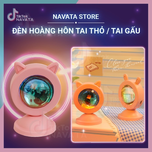 Đèn hoàng hôn, đèn sunset rose 16 màu có điều khiển tạo hình tai thỏ