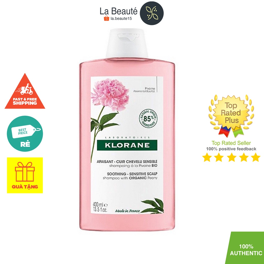 Klorane Shampoo With Peony - Dầu Gội Chiết Xuất Hoa Mẫu Đơn Cho Da Đầu Khô & Ngứa 400ml