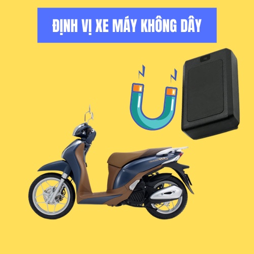 Định vị xe máy không dây PIN 7 ngày không cần lắp đặt nam châm gắn khung xe chống nước báo vị trí chính sác sai số 15m