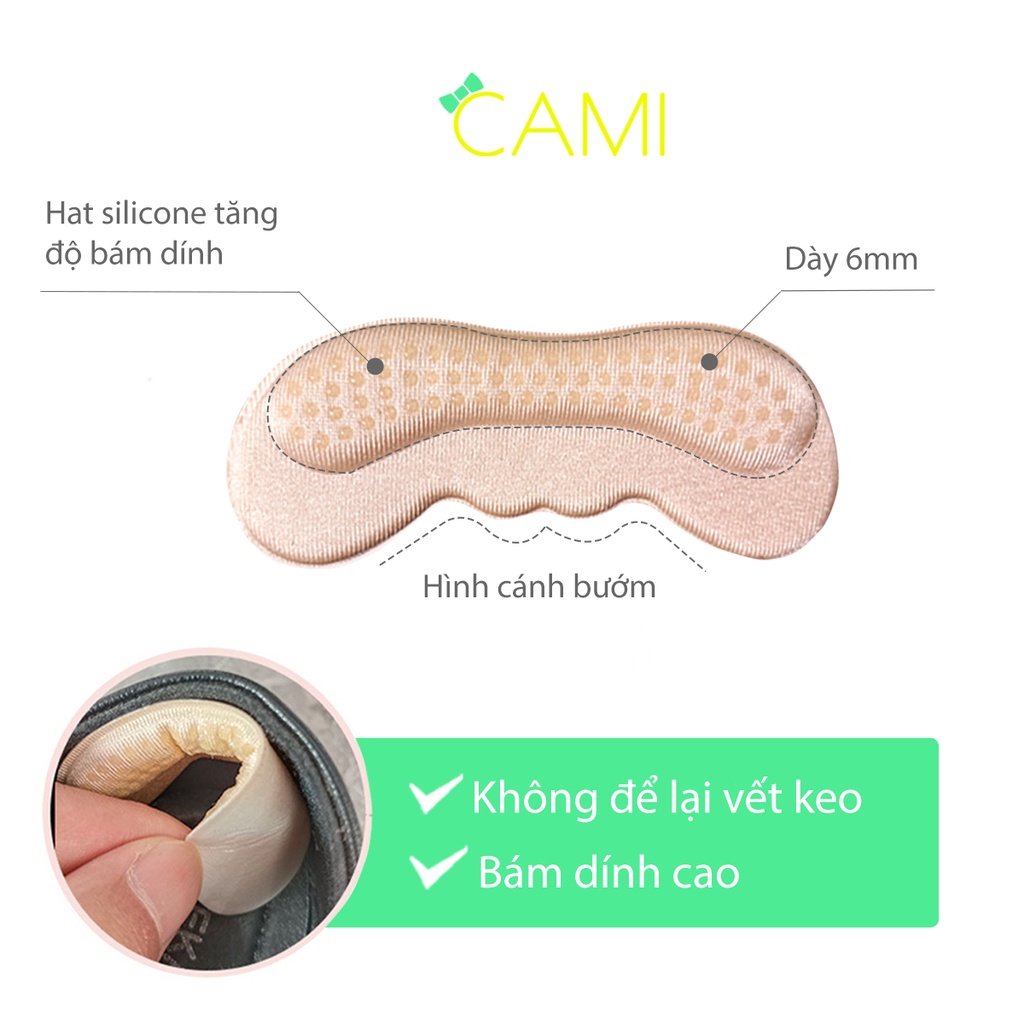 Miếng mút lót giày có hạt silicone, tăng độ bám, mút đệm êm gót chân, thoải mái khi mang - Cami - CMPK223