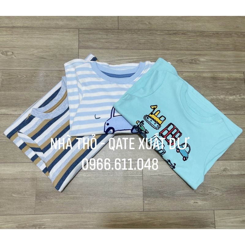 ÁO PHÔNG DÀI TAY XUẤT XỊN HOẠ TIẾT SỌC VÀ OTO CHO BÉ TRAI size 12/18M