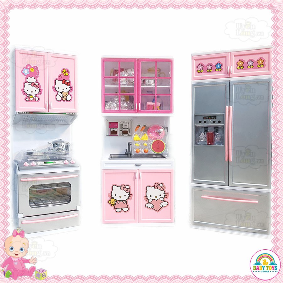 Bộ Đồ Chơi Nhà Bếp Hello Kitty Gồm Loại 2 Khoang, 3 Khoang Cho Bé (Hàng Đẹp, Ảnh Shop Tự Chụp)