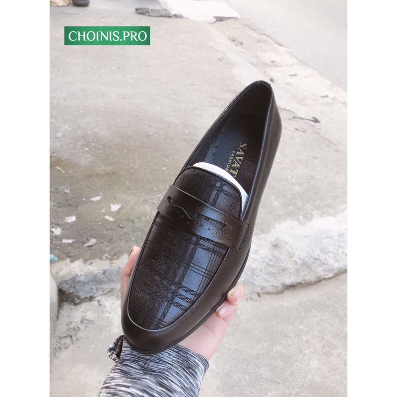 Giày lười da thật sọc kẻ độc đáo Sản xuất tại Xưởng CHOINIS