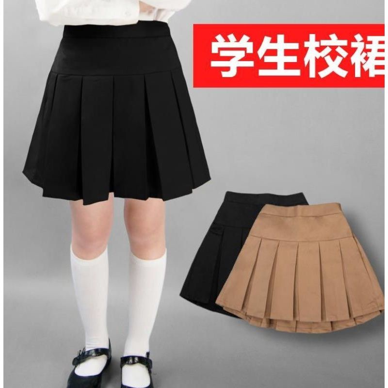 Chân Váy Xếp Ly Lưng Cao Màu Đen Phong Cách Anh Quốc Cho Bé Gái