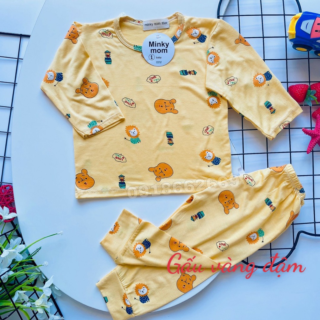 (Video+ ảnh thật) Bộ dài tay bé trai/ bé gái Minky Mom in Họa tiết ngộ nghĩnh (vải thun lạnh) size 3-18kg