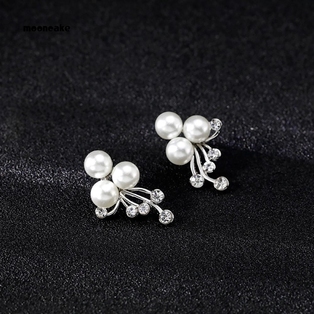 Bộ vòng cổ + bông tai đính ngọc trai giả sang trọng