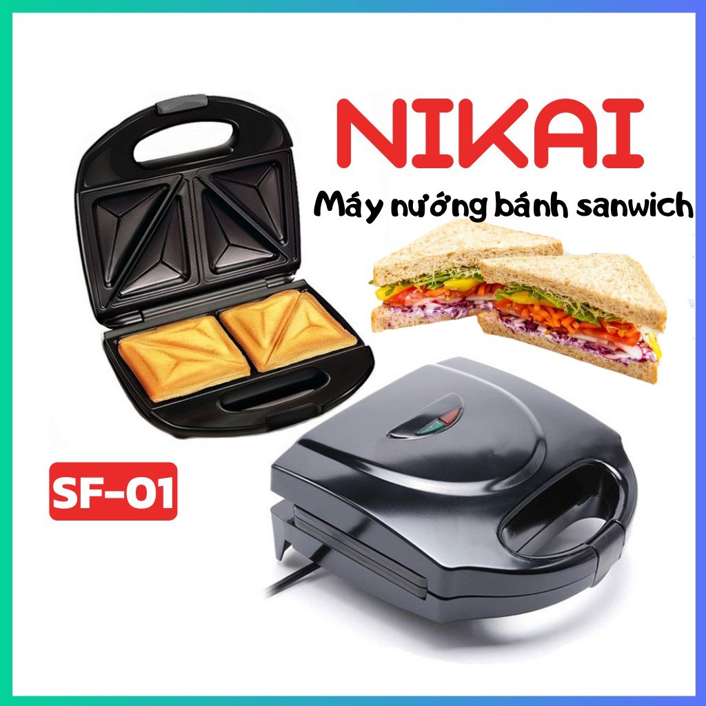 Máy Nướng Bánh Mì Sandwich - Máy Kẹp Nướng Làm Bánh Hotdog Nikai SF01