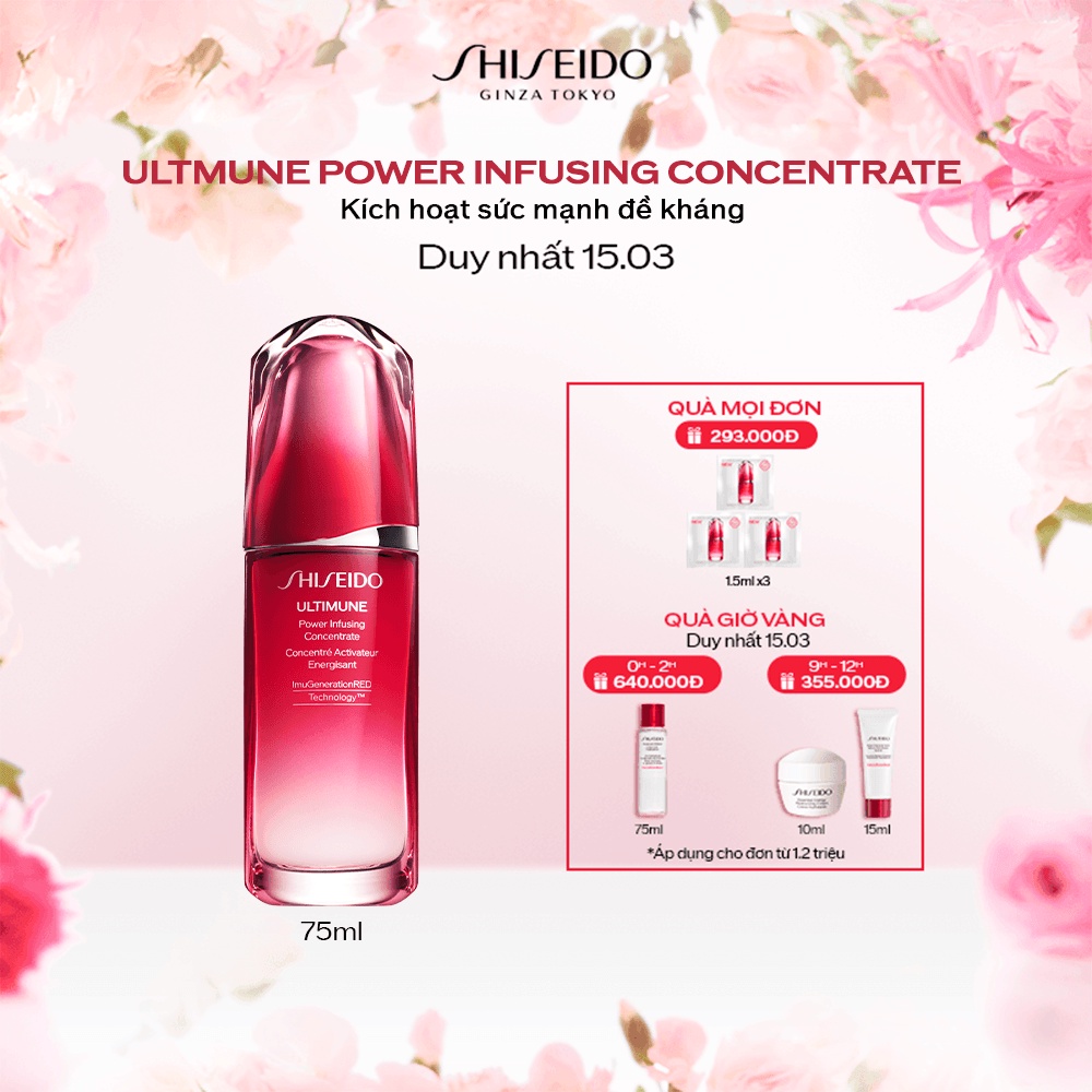 [Mã COSSHI03 giảm 10% đơn 600K] Tinh chất (serum)dưỡng da Shiseido Ultimune Power Infusing Concentrate 75ml