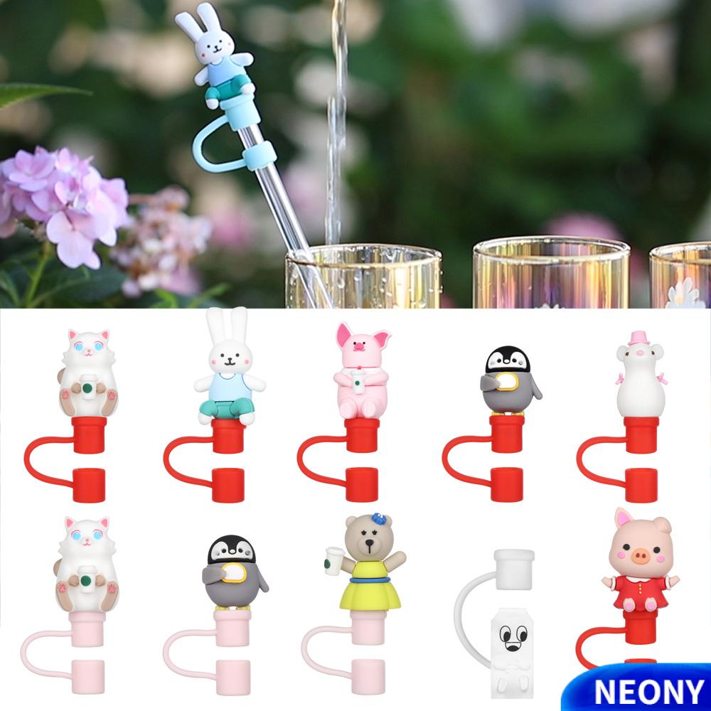 1 Nắp Đậy Ống Hút Bằng Silicon Hình Hoạt Hình Đáng Yêu