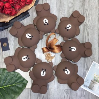 ❤️𝙁𝙍𝙀𝙀𝙎𝙃𝙄𝙋❤️ Túi đeo chéo gấu silicon brown