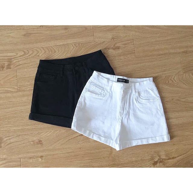 Quần short trơn xăn lai lưng cao Asos xuất xịn
