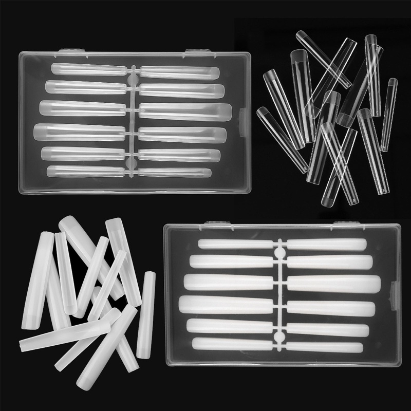 Set 120 Đầu Móng Tay Giả Thẳng Dài Hình Vuông Che Phủ Toàn Diện Cho Salon DIY