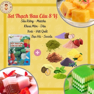 💥FREESHIP💥 Set Thạch Rau Câu 8 Vị-Matcha, Sầu Riêng, Khoai Môn, Socola, Dâu, Bạc Hà, Xoài, Việt Quất-Nguyên Liệu Nấu Chè