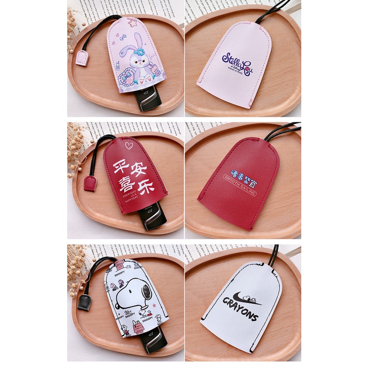 【⚡In Duplex⚡Vỏ Da PU Bảo Vệ Chìa Khóa Xe Hơi Họa Tiết Hoạt Hình Doraemon