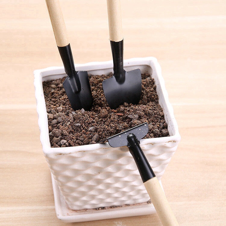 Bộ 3 Dụng Cụ Làm Vườn Mini Tay Cầm Bằng Gỗ