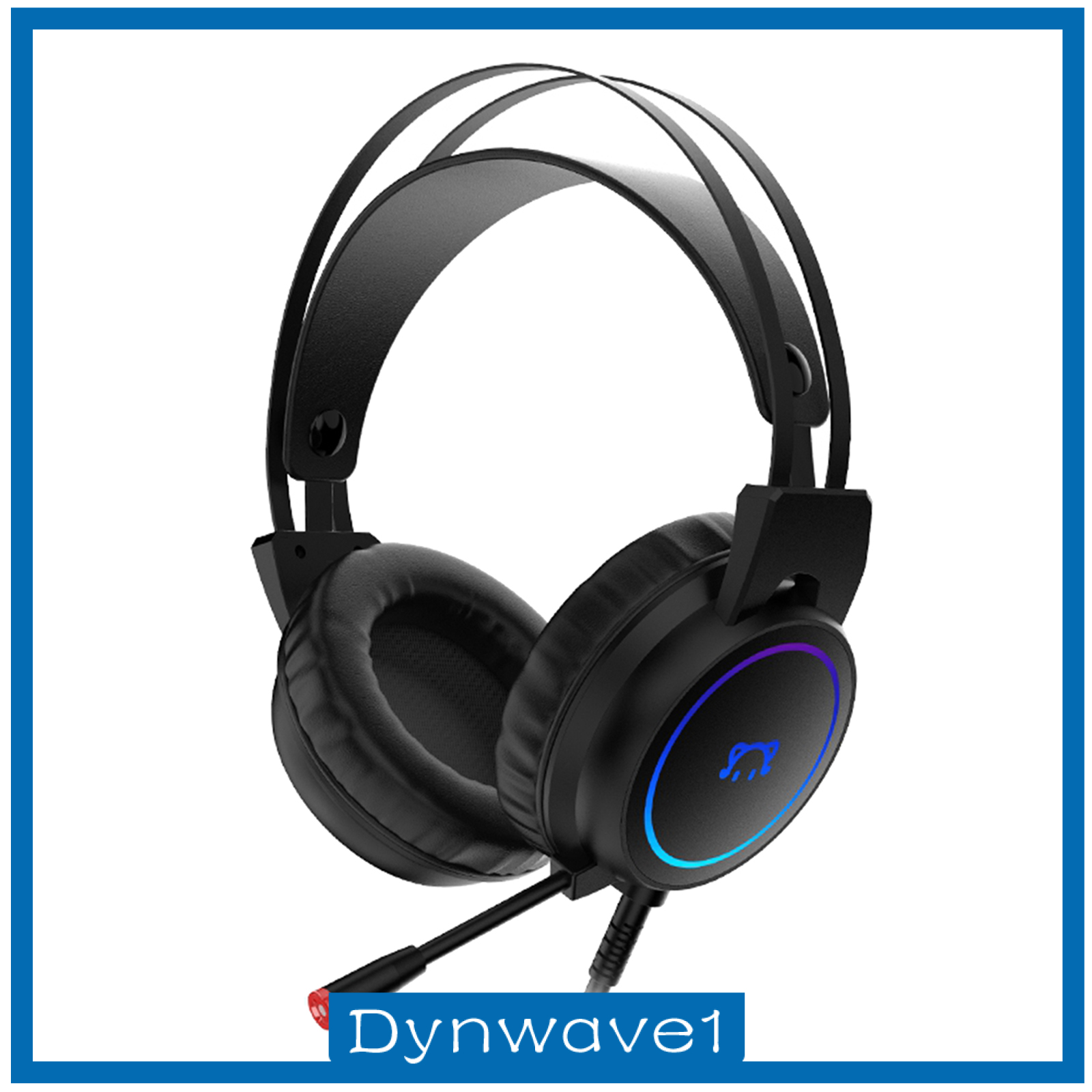 [DYNWAVE1]Gaming Headset Surround Sound Gaming Headphones with Noise Canceling Microphone, USB Over-Ear Headphone Wired with RGB Light, 50mm Driver for Laptop