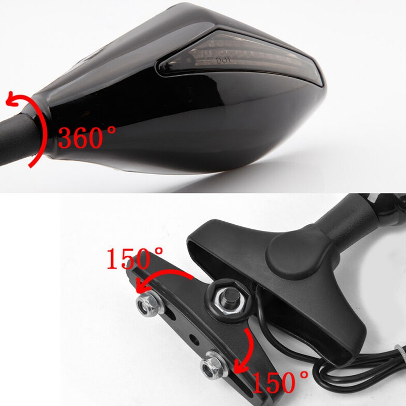 Gương chiếu hậu có đèn LED cho xe máy Yamaha YZF R1 R6 FZ1 FZ6 600R R3