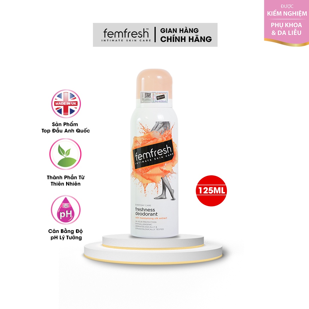 Xịt Thơm Mát, Khử Mùi Vùng Kín Lưu Hương Suốt 24h Femfresh Deodorant Spray 125ml