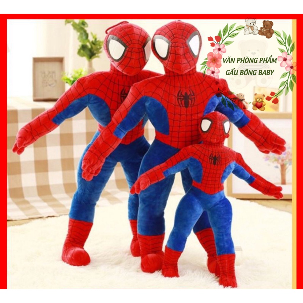 Thú bông Siêu nhân người nhện Spider Man to 100cm - Gấu bông, gối ôm người nhện nhồi bông siêu anh hùng vải nhung xịn xò