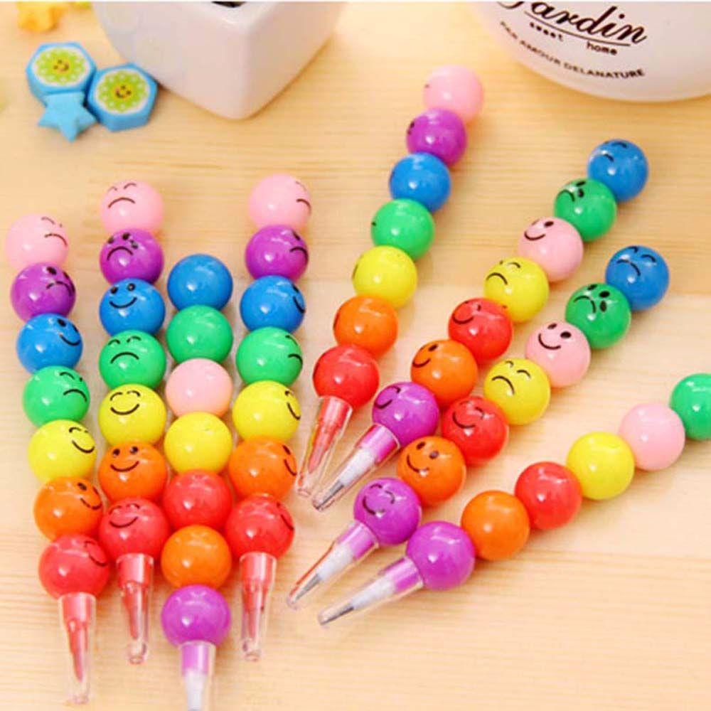 Bộ Bút Chì 7 Màu Vẽ Mặt Cười Dễ Thương Dùng Làm Quà Tặng Cho Bé