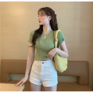 Áo croptop thun gân basic
