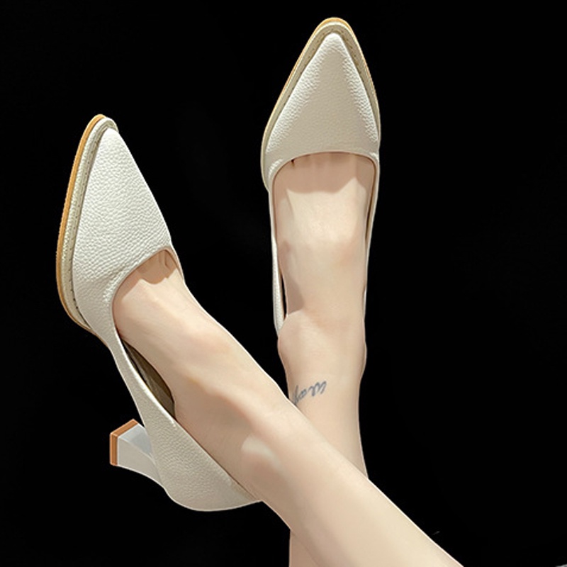 Giày Cao Gót Mũi Nhọn Phong Cách Pháp Cho Nữ