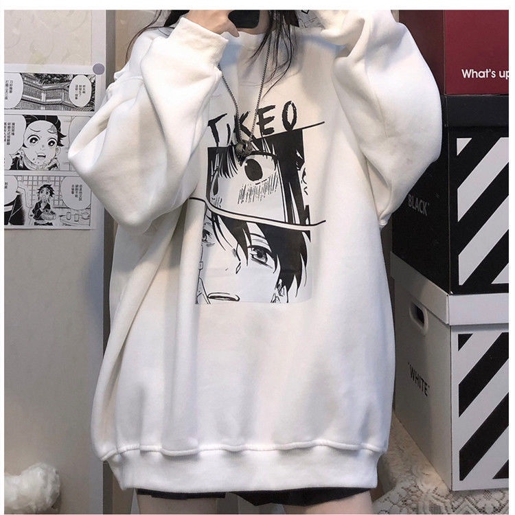 Áo sweater Cổ Tròn Dáng Rộng In Họa Tiết anime Nhật Bản Thời Trang Cho Nữ