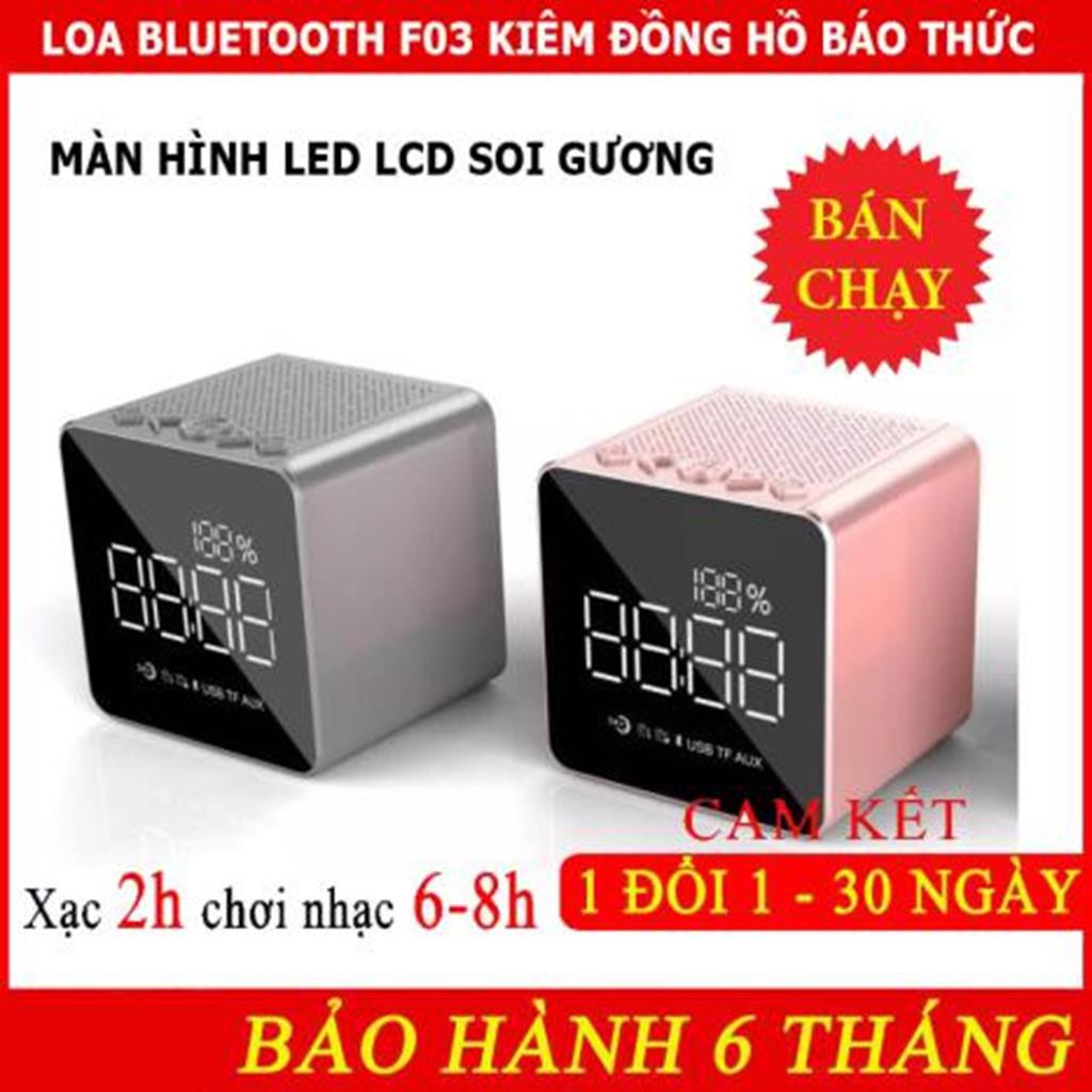 Loa Bluetooth mini F03 đa năng Kiêm Đồng Hồ Báo Thức, soi gương Hỗ Trợ AUX, USB, Thẻ SD -DC2963