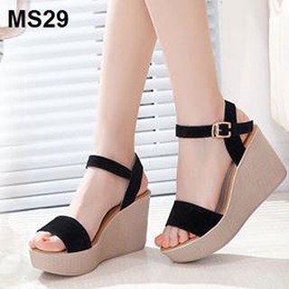 Sandal xuồng 9cm bản đen nhung