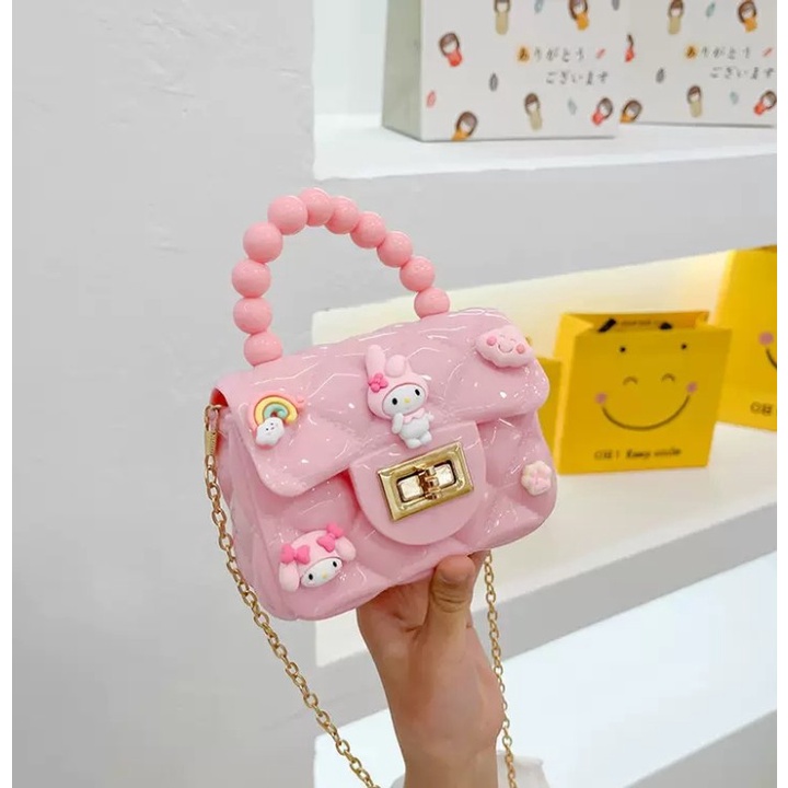 Túi Xách Đeo Chéo Silicon Quai Nhựa Dẻo Gắn Stick Siêu Xinh Cho Bé