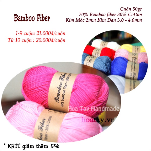Len Bamboo Fiber sợi mềm mịn dùng đan móc áo váy, đầm