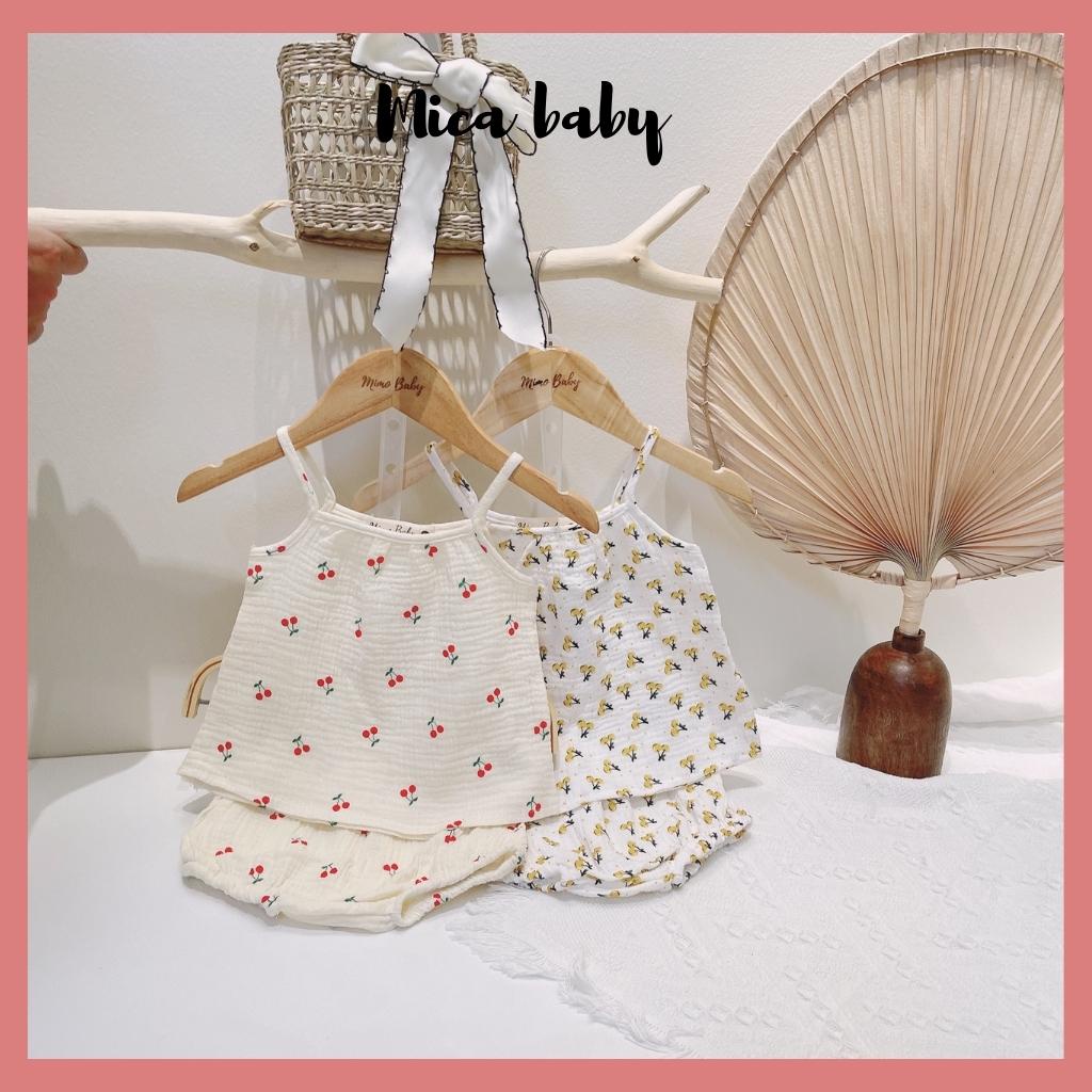 Set bộ 2 dây bé gái 5-13kg vải xô Muslin mềm mại đáng yêu Mica baby QA25