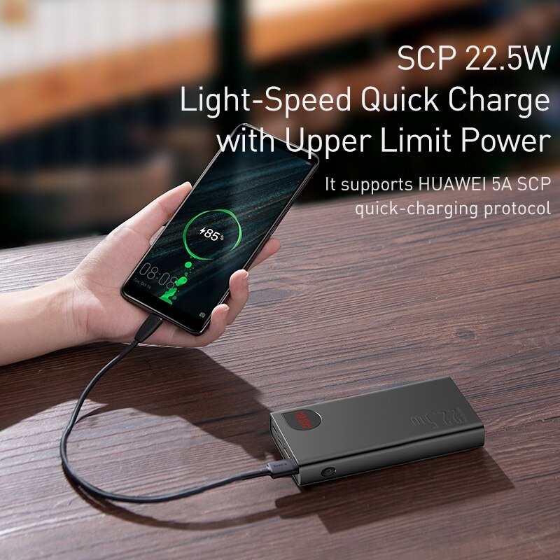 Pin dự phòng sạc nhanh, vỏ kim loại Baseus Adaman Metal Digital Display Quick Charge Power Bank 20000mAh (22.5W, PD/QC3)