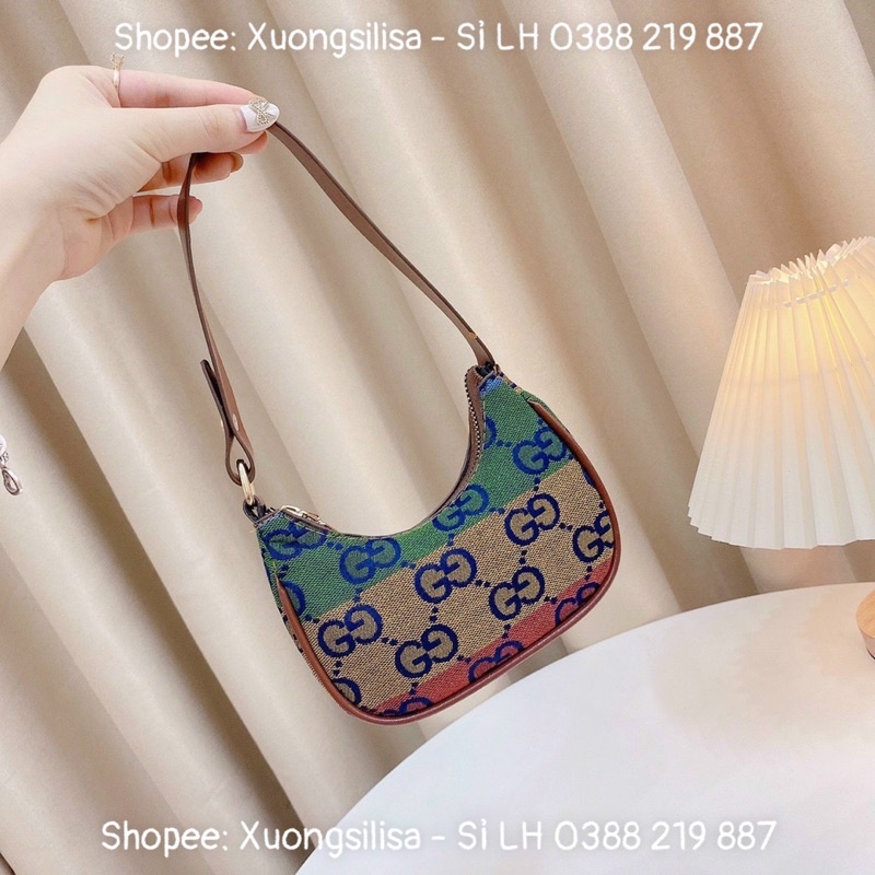 TÚI XÁCH NỮ TÚI KẸP NÁCH VẢI PHỐI QUAI DA 7 SẮC CẦU VỒNG CÓ ĐỦ SIZE CHO MẸ VÀ BÉ