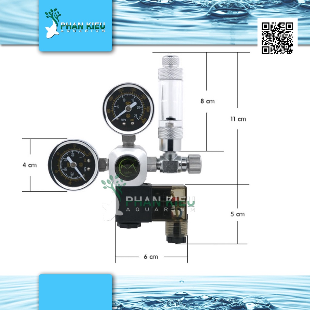 Bình CO2 nhôm 2.1L van tổng Neriki nội địa nhật - cho hồ thủy sinh