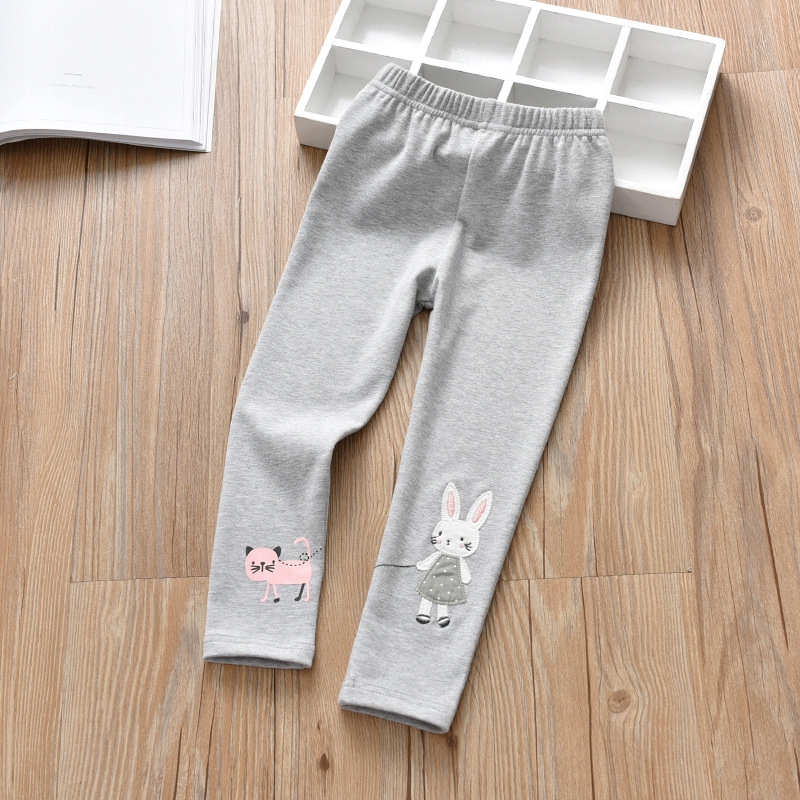 Quần Legging Dài In Hình Mèo Và Thỏ Cho Bé Gái