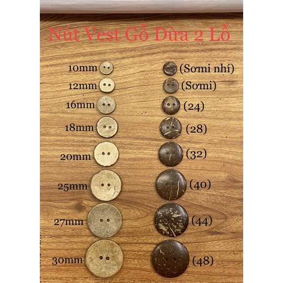 100-140 Nút Áo Gỗ Dừa Handmade Đủ Size Giá Sỉ