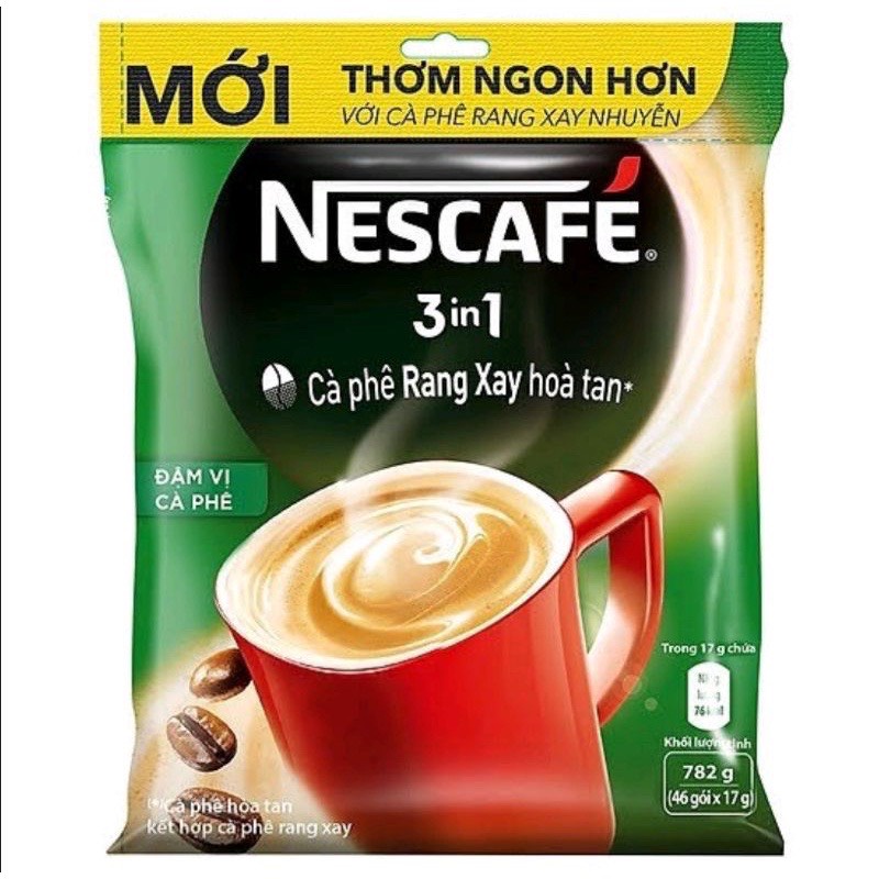 NESCAFE 3in1 RANG XAY HOÀ TAN ĐẬM VỊ CÀ PHÊ (Bịch 46 gói x 17g) - date T12/2022