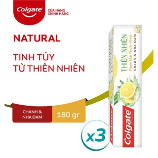 Bộ 3 Kem đánh răng Colgate thiên nhiên thơm mát thuần khiết từ Chanh & Nha Đam 180g/hộp