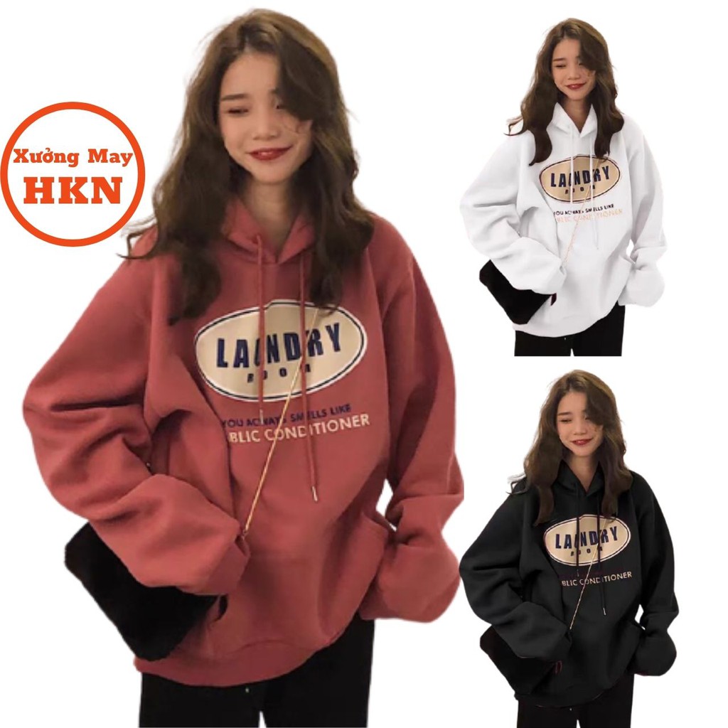 Áo Hoodie Nữ In Chữ Laundry Chất Nỉ Trơn Dày Đẹp Mã 792 Xưởng May HKN