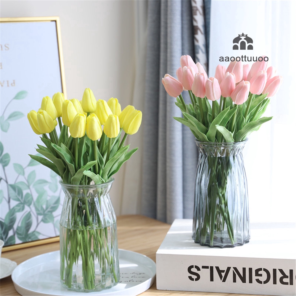 6 bông hoa Bó Hoa Tulip Giả Thiết Kế Xinh Xắn Để Trang Trí