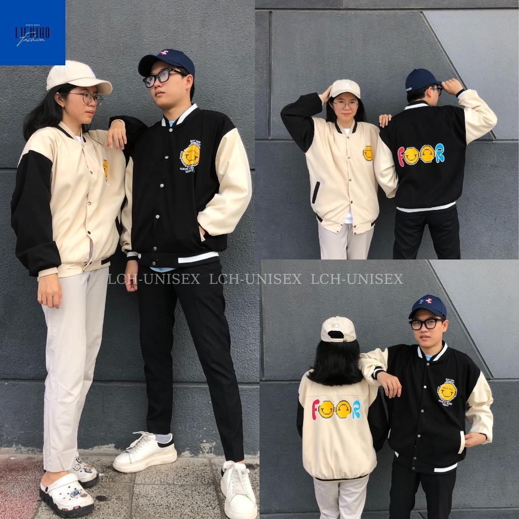 Áo khoác bóng chày nam nữ chất da lộn mềm mịn Bomber jacket 2 lớp kiểu unisex form rộng LCH