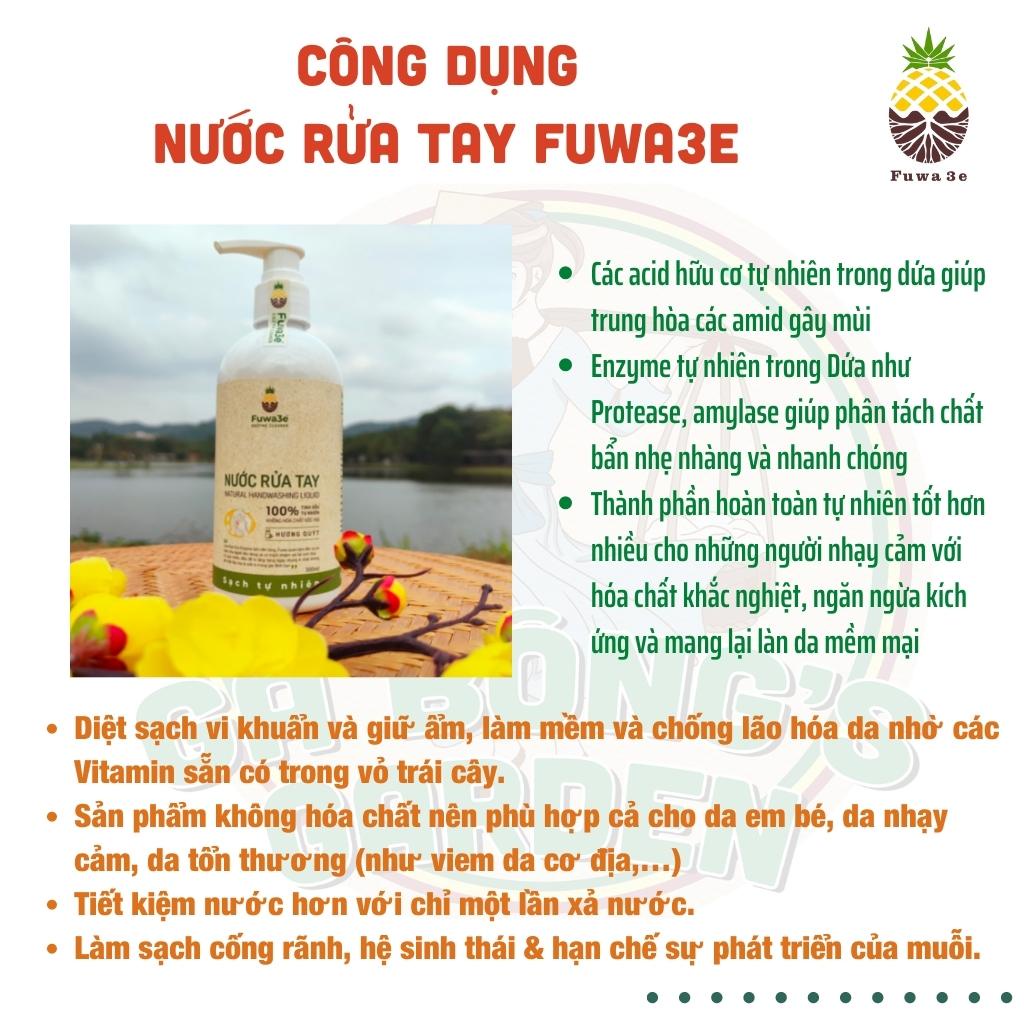 Nước Rửa Tay Sinh Học Hữu Cơ Fuwa3e Hương Tinh Dầu Quýt 100% Tự Nhiên An Toàn Dịu Nhẹ Da Nhạy Cảm Chai 300ml