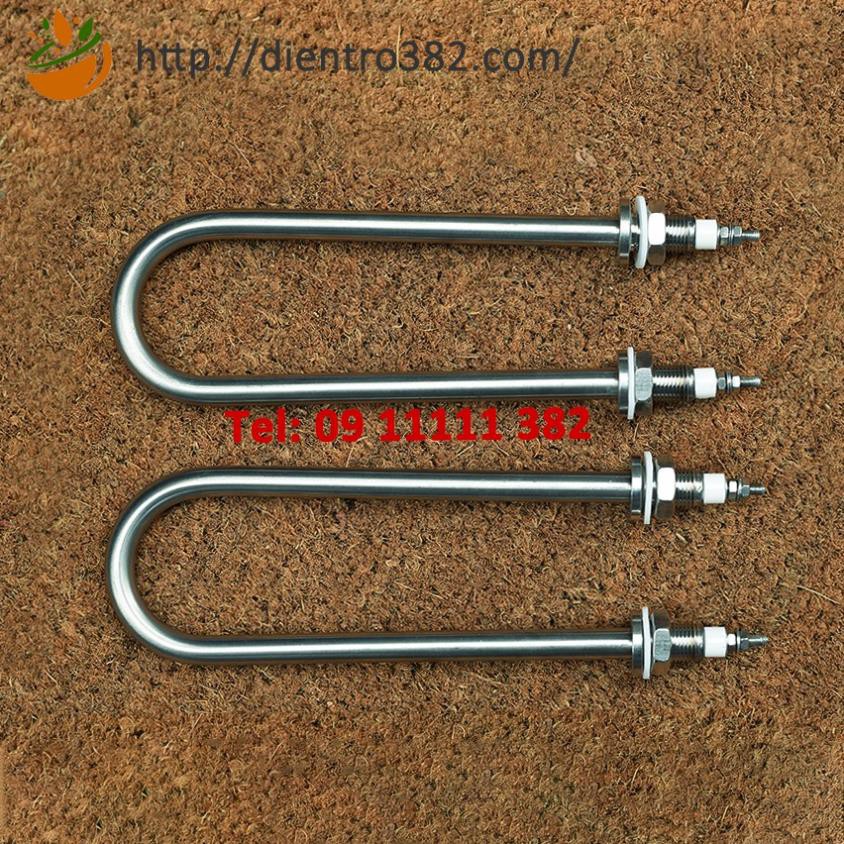 Còng gia nhiệt đun nước chữ U, điện trở nồi phở chữ U chất liệu inox 304 chiều dài 20cm.